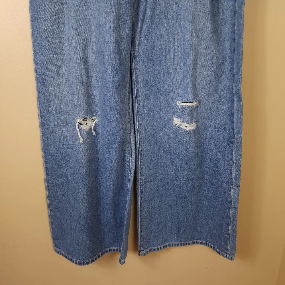 Old Navy High-Waisted Baggy Ripped Wide-Leg Jeans for Girls Size 20